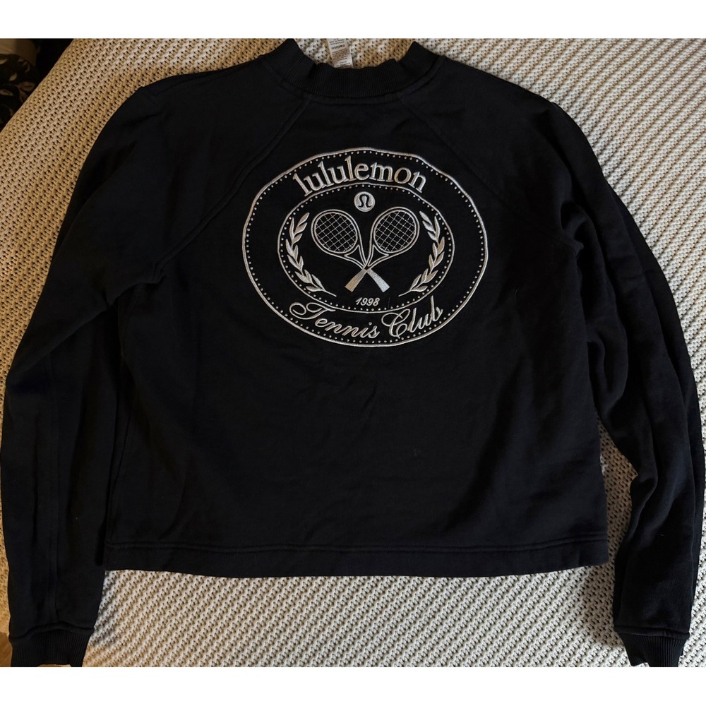 Lululemon Tennis Club Cotton French Terry Crewneck Black/White Small